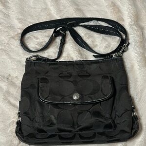 Coach Black Crossbody Bag with Leather Trim